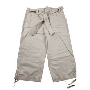 NWT neutral 100% cotton Izod Comfort Capris Pants Khaki Cargo Belt 8 thin NEW